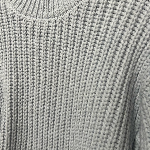 H&M Chunky Cable Knit Sweater Baby Blue Women's Size Small Mock Neck Long Sleeve - Picture 4 of 5